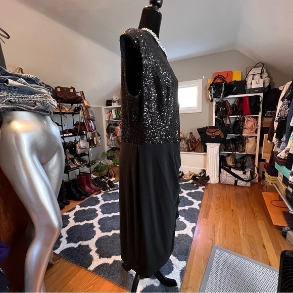 NWT Lauren Ralph Lauren Women Plus Black Sequin Formal Dress Sleeveless Size 18W - Picture 3 of 10